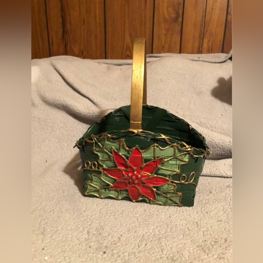Green and Gold Woven Basket